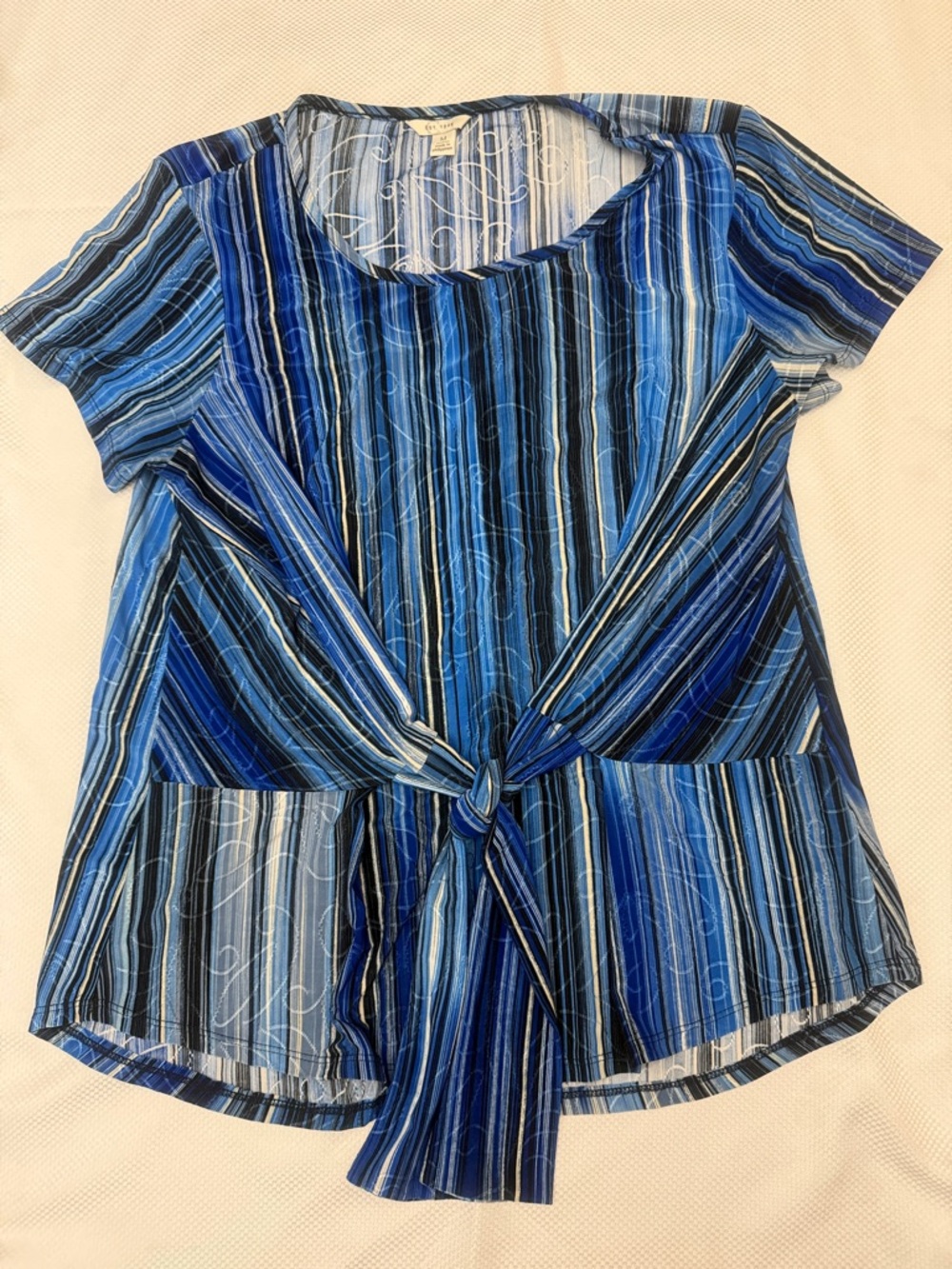 EST. 1946 - Blue Striped Tie-Front Women’s Top - Medium